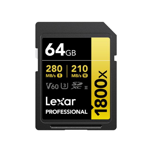 LEXAR SD 64GB PRO 1800X U3 V60 UHS-II R280/W210